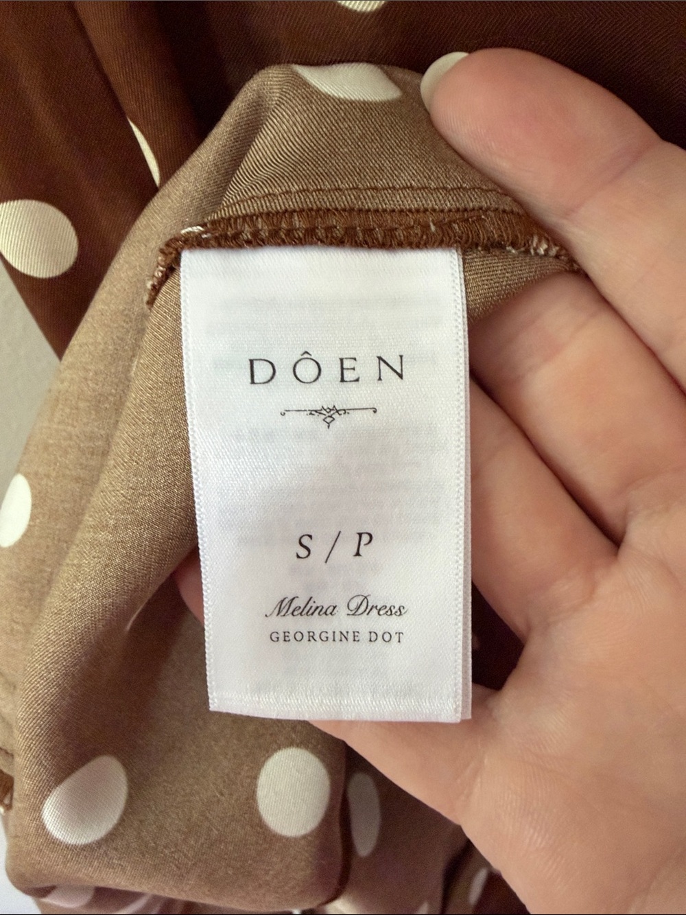 Doen Melina Dress Georgine Dot Small Brown Ivory Polka Dot Silk Retro Cottage - Picture 9 of 14